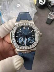 Patek Philippe PPF Nautilus 5712 Blue Dial Real Diamonds Bezel Rubber strap