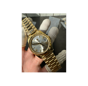 Rolex Day Date 40mm Gain Weight Gold Bracelet Silver Dial