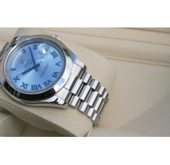 Rolex Day Date Ice Blue Roman Numerals Blue Dial
