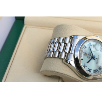 Rolex Day Date Ice Blue Roman Numerals Blue Dial