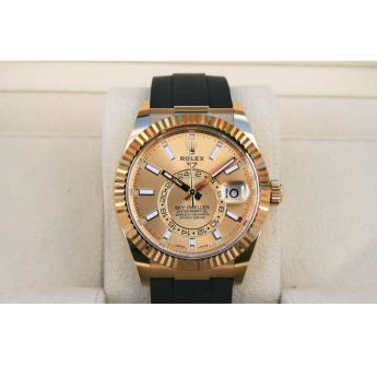 Rolex Sky Dweller Black Dial YG Oysterflex