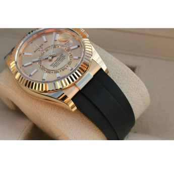 Rolex Sky Dweller Black Dial YG Oysterflex